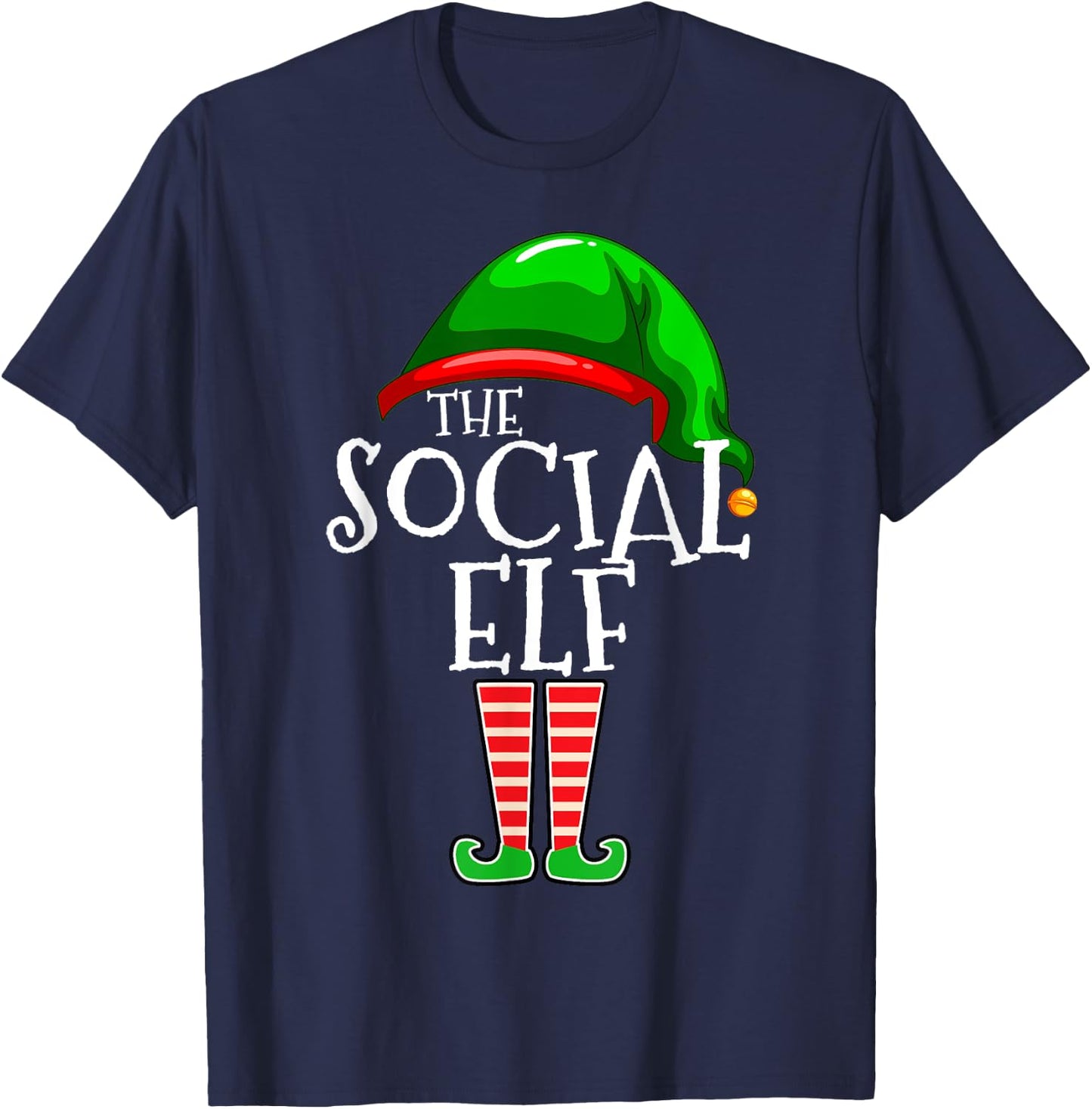 Social Elf Group Matching Family Christmas Gift Holiday T-Shirt - T-Shirt | Navy