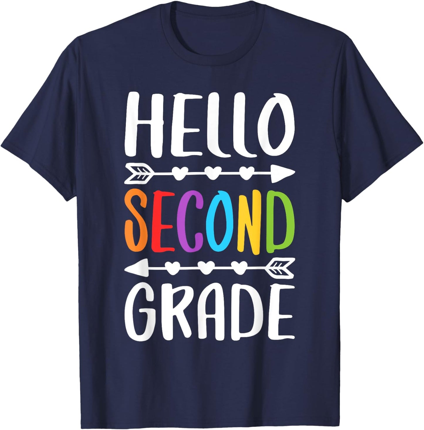 Hello Second Grade Shirt 2nd Grade Boy Girl Student Teacher T-Shirt - T-Shirt | Navy