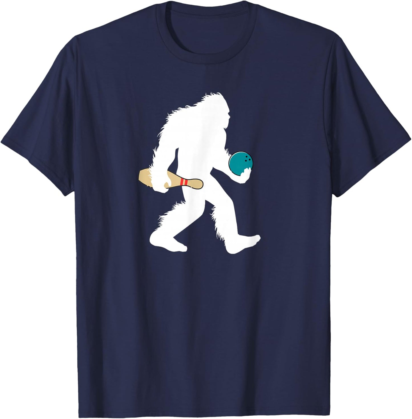 Bigfoot Bowling Funny Sport Lane Sasquatch Bowler T-Shirt - T-Shirt | Navy