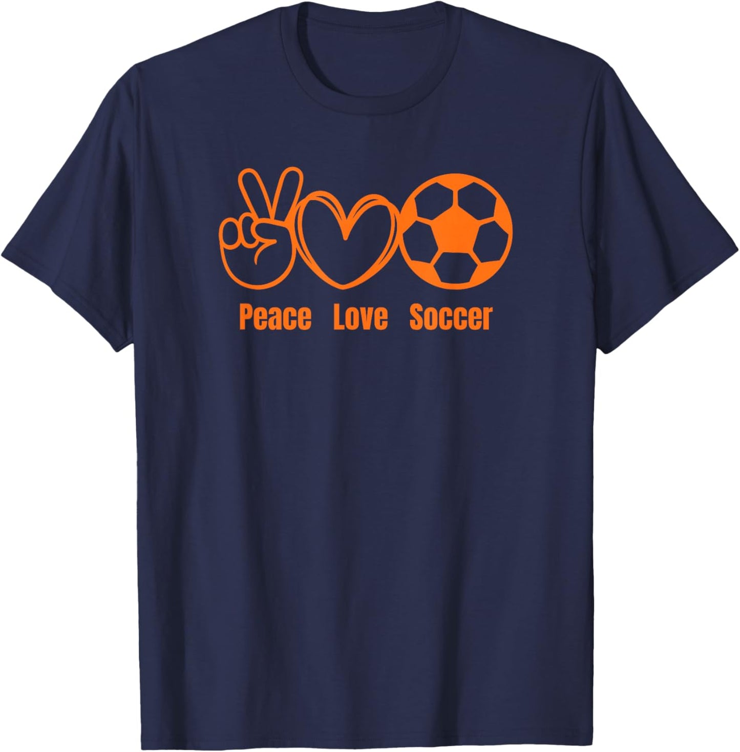 Peace Love Soccer Fan Apparel Men Women Kids Soccer Players T-Shirt - T-Shirt | Navy