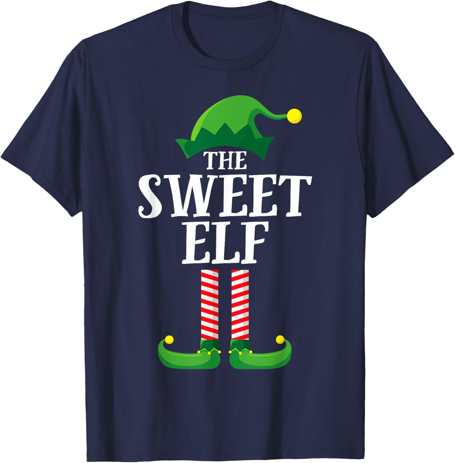 Sweet Elf Matching Family Group Christmas Party Pyjamas T-Shirt - T-Shirt | Navy