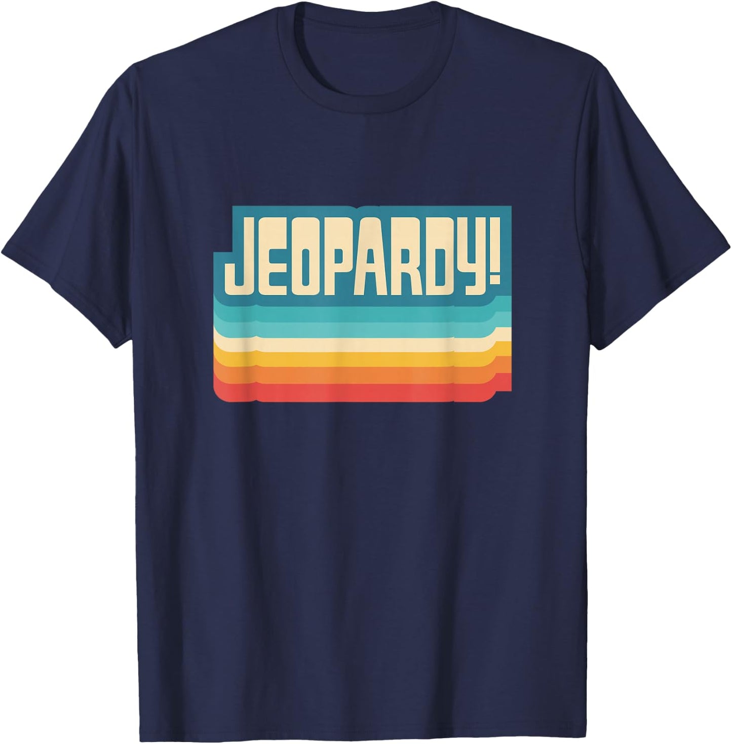 Jeopardy! Vintage Black Letter Print , -Adults, Short Sleeve, Small T-Shirt - T-Shirt | Navy