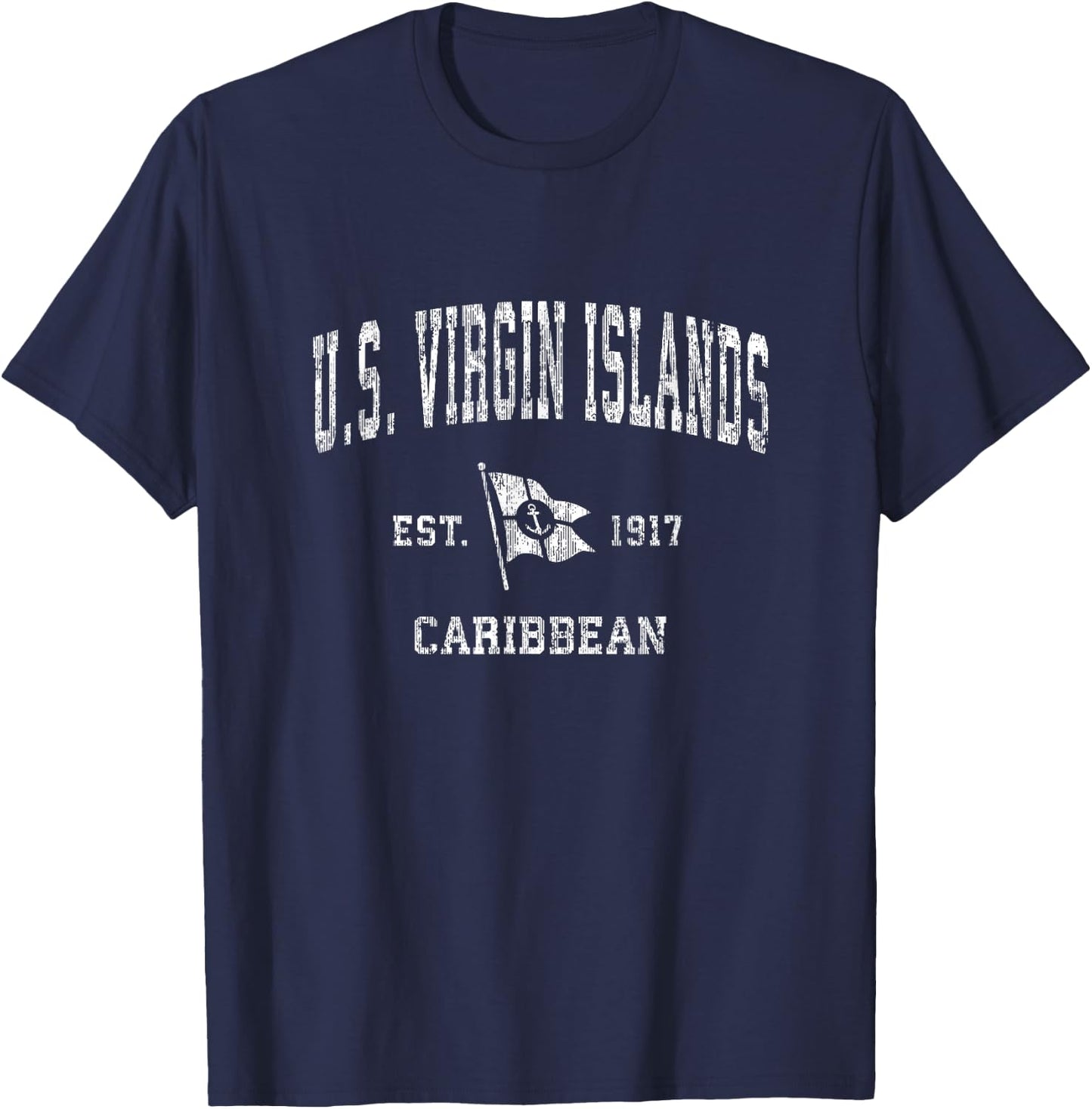 U.S. Virgin Islands Vintage Nautical Boat Anchor Flag Sports T-Shirt - T-Shirt | Navy