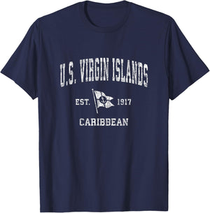 U.S. Virgin Islands Vintage Nautical Boat Anchor Flag Sports T-Shirt - T-Shirt | Navy