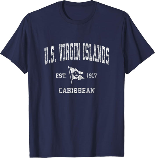 U.S. Virgin Islands Vintage Nautical Boat Anchor Flag Sports T-Shirt - T-Shirt | Navy
