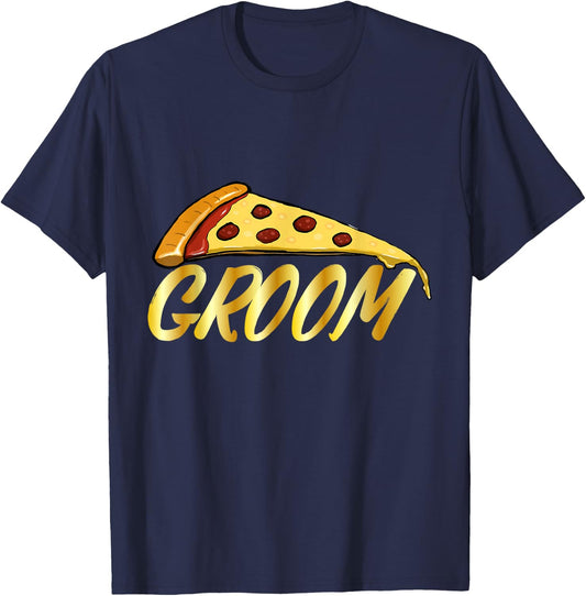 Bridegroom Funny Groom Pizza Lover Groomsmen Wedding Gift T-Shirt - T-Shirt | Navy