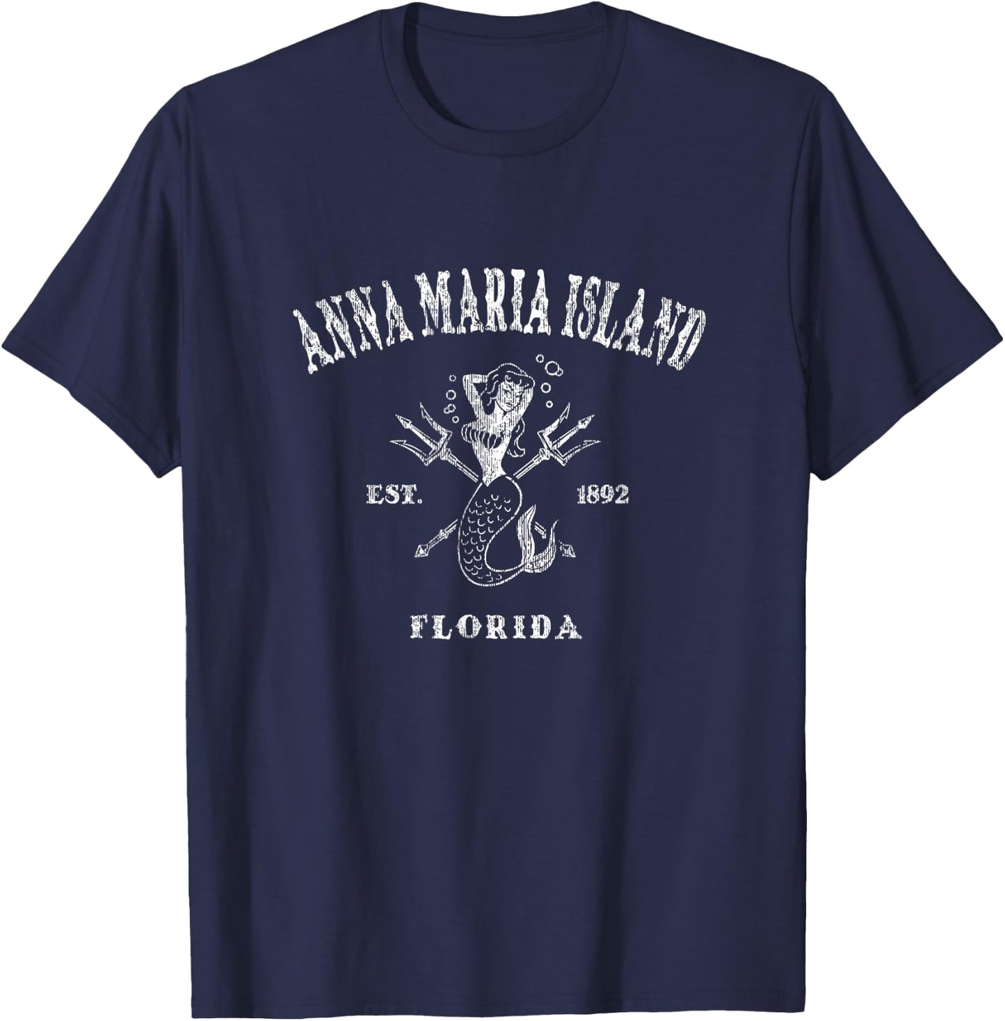 Anna Maria Island FL Vintage Mermaid Nautical T-Shirt - T-Shirt | Navy