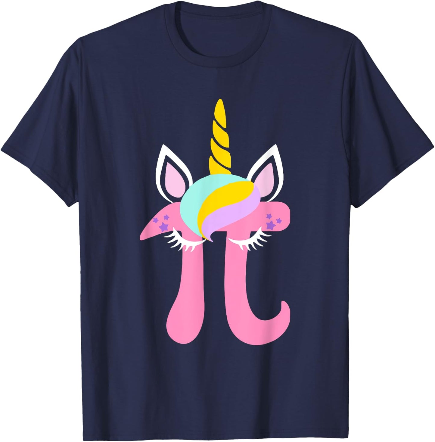 Unicorn Pi Symbol Funny Math Nerd Women Kids T Shirt T-Shirt - T-Shirt | Navy