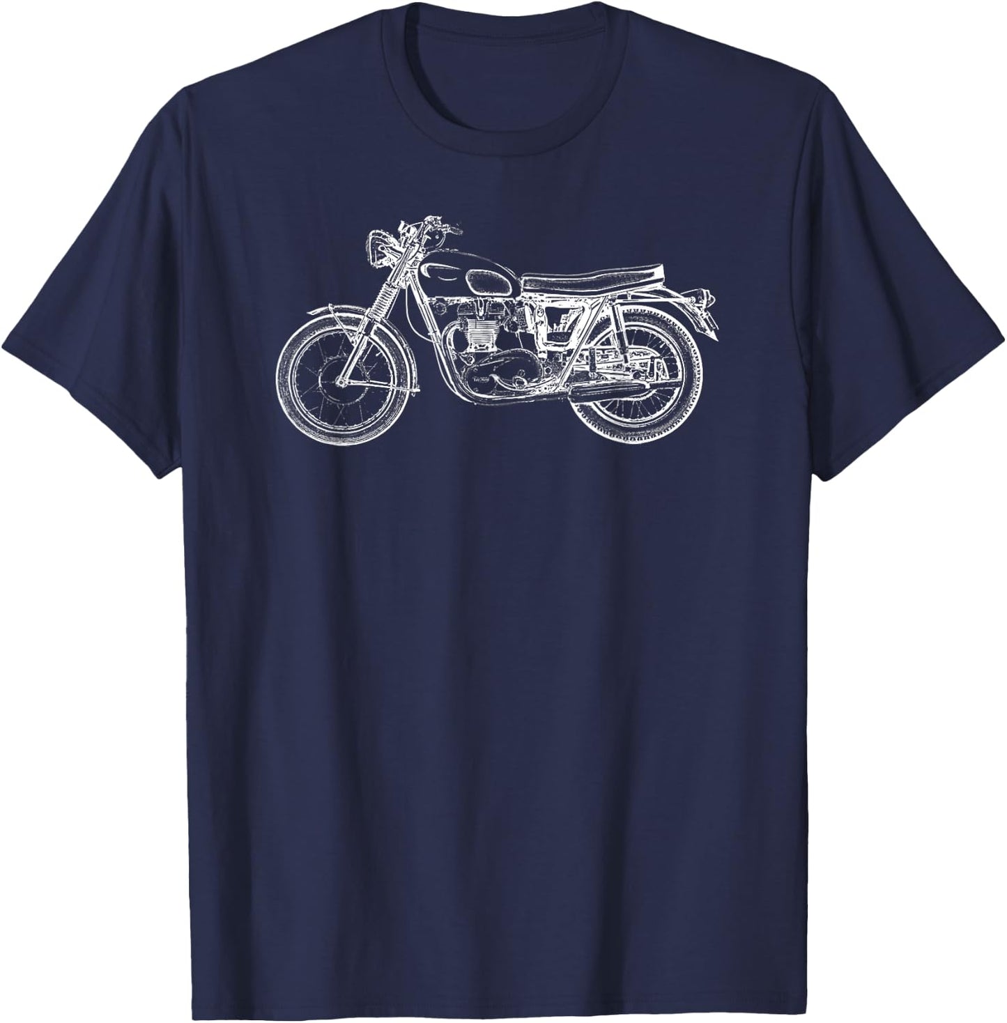 Vintage Motorcycle Motor Bike Sketch T-Shirt - T-Shirt | Navy
