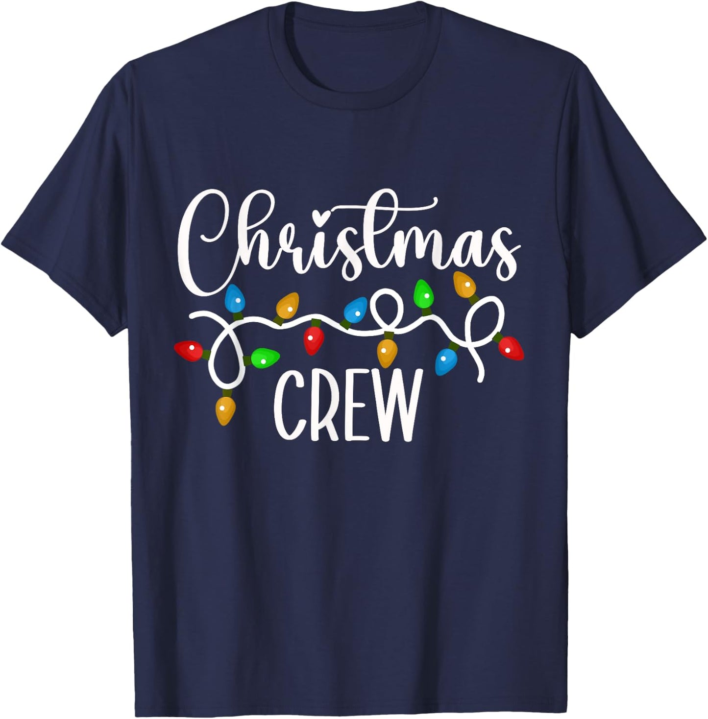 Christmas Crew Xmas Lights Family Matching Pajamas Holiday T-Shirt - T-Shirt | Navy