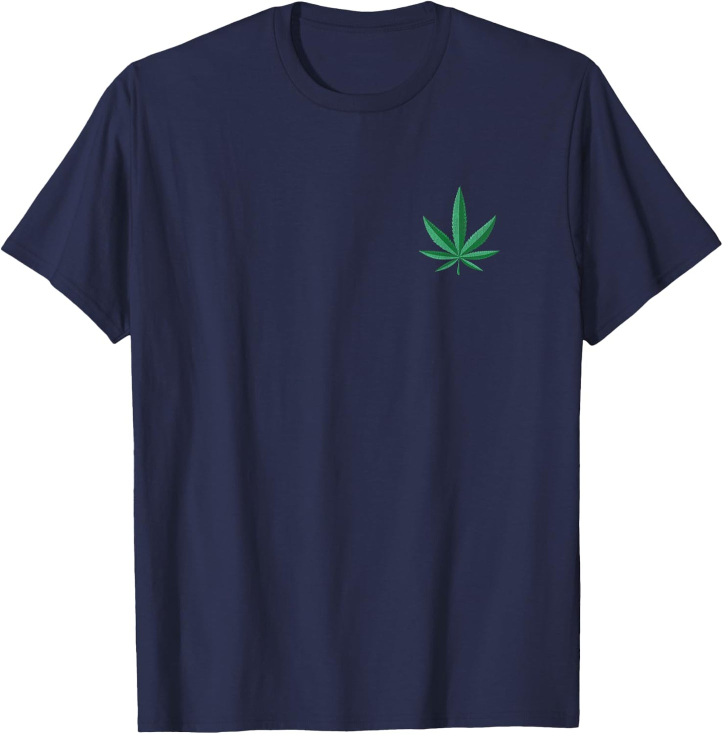 Small Marijuana Leaf Cannabis 420 Weed T-Shirt - T-Shirt | Navy