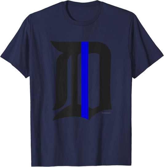 Detroit D Shirt - Thin Blue Line Michigan Police T-Shirt - T-Shirt | Navy