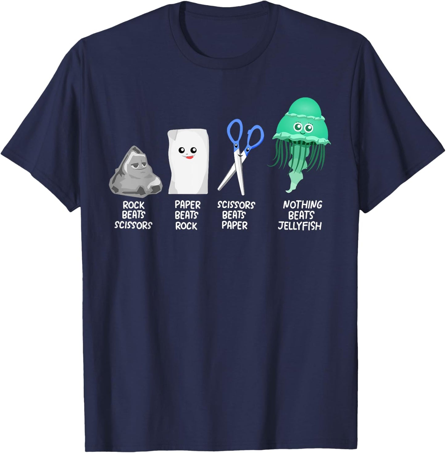 Kids Rock Paper Scissors Jellyfishes Dress Gift Jellyfish T-Shirt - T-Shirt | Navy