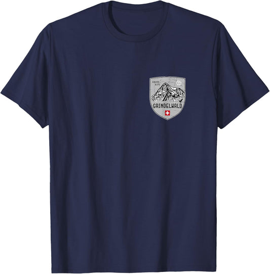 Grindelwald Mountain Switzerland Emblem Shirt T-Shirt - T-Shirt | Navy