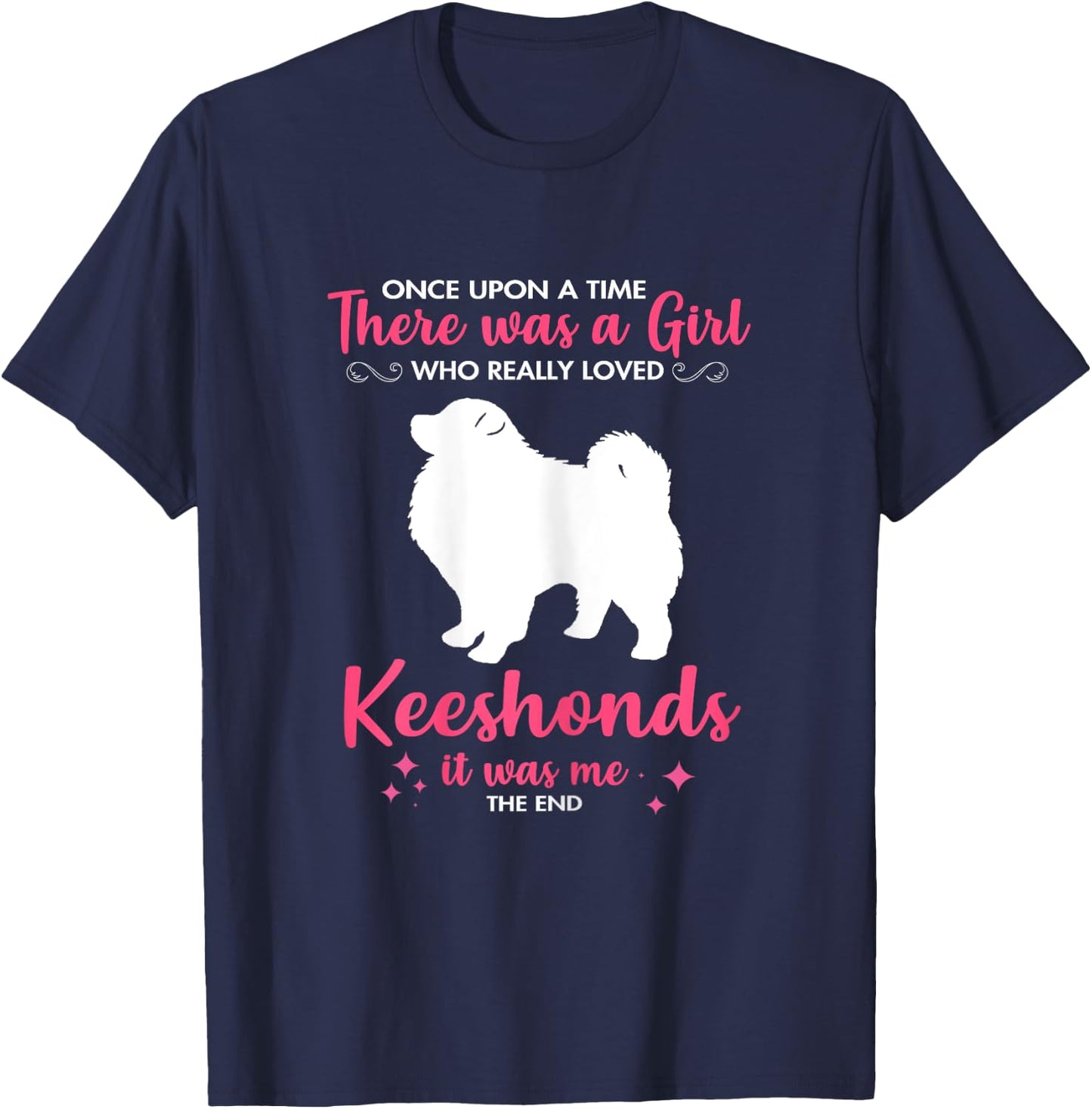 Girl Loves Keeshond Dog Pet Gift Women Mom Dad Him T-Shirt - T-Shirt | Navy