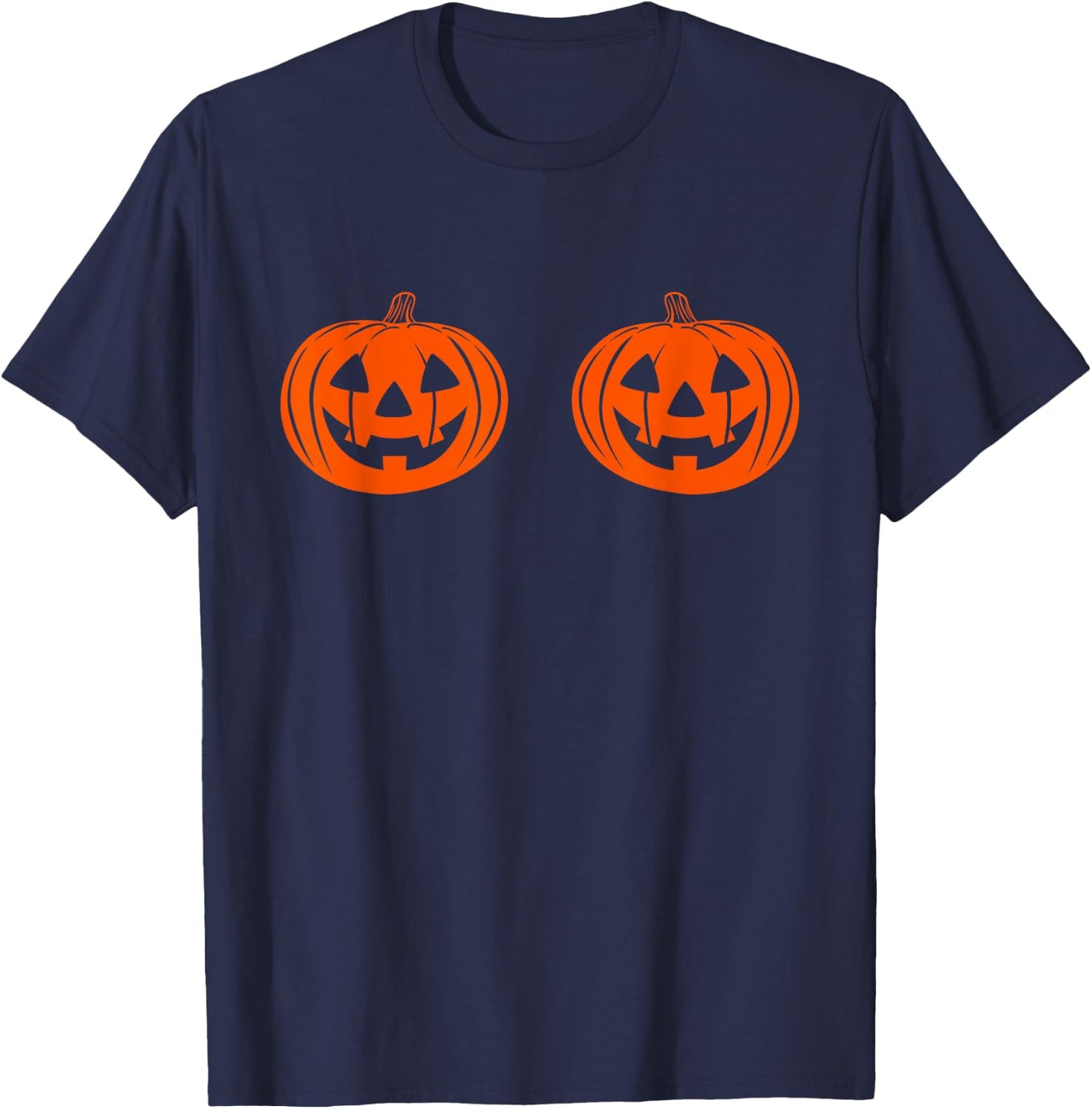 Jack-O-Lantern Boobs Funny Pumpkin Boob Halloween Gift T-Shirt - T-Shirt | Navy