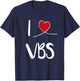 I Love VBS Vacation Bible School 2024 Cute Christian Heart T-Shirt - T-Shirt | Navy