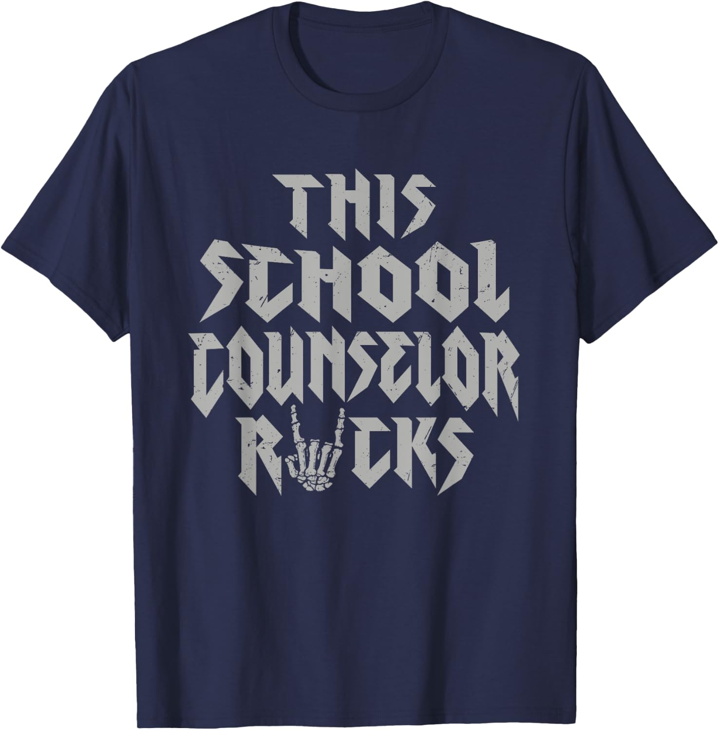 This School Counselor Rocks Rock Music Lover T-Shirt - T-Shirt | Navy