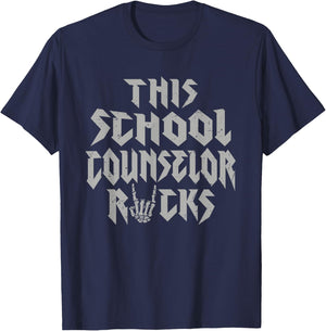 This School Counselor Rocks Rock Music Lover T-Shirt - T-Shirt | Navy