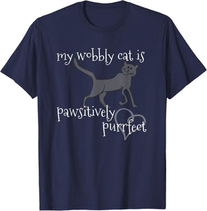 My Wobbly Cat is Pawsitively Purrfect CH Lover Women Kids T-Shirt - T-Shirt | Navy