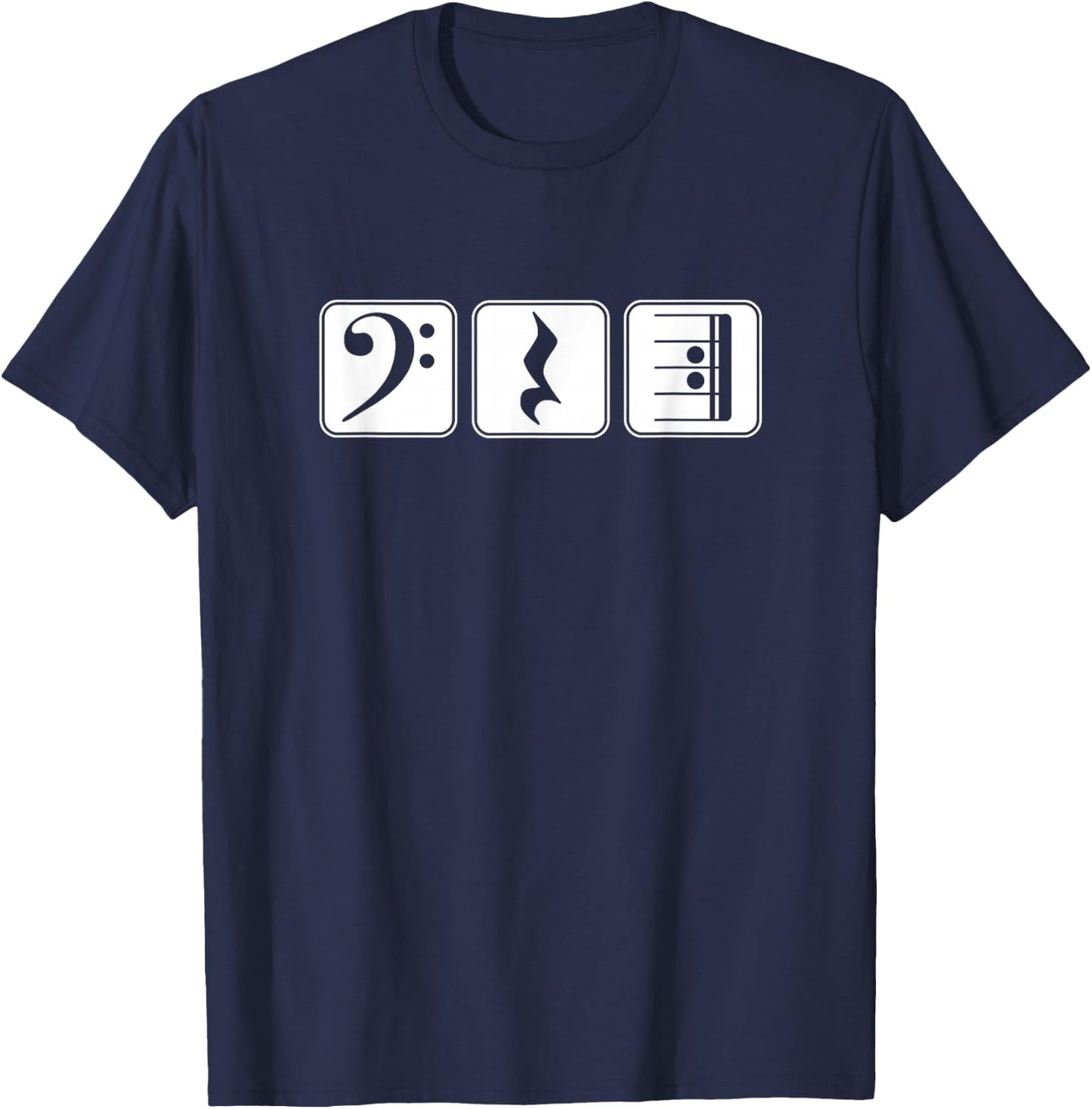 Bass Clef Play Rest Repeat Music Symbols T-Shirt - T-Shirt | Navy
