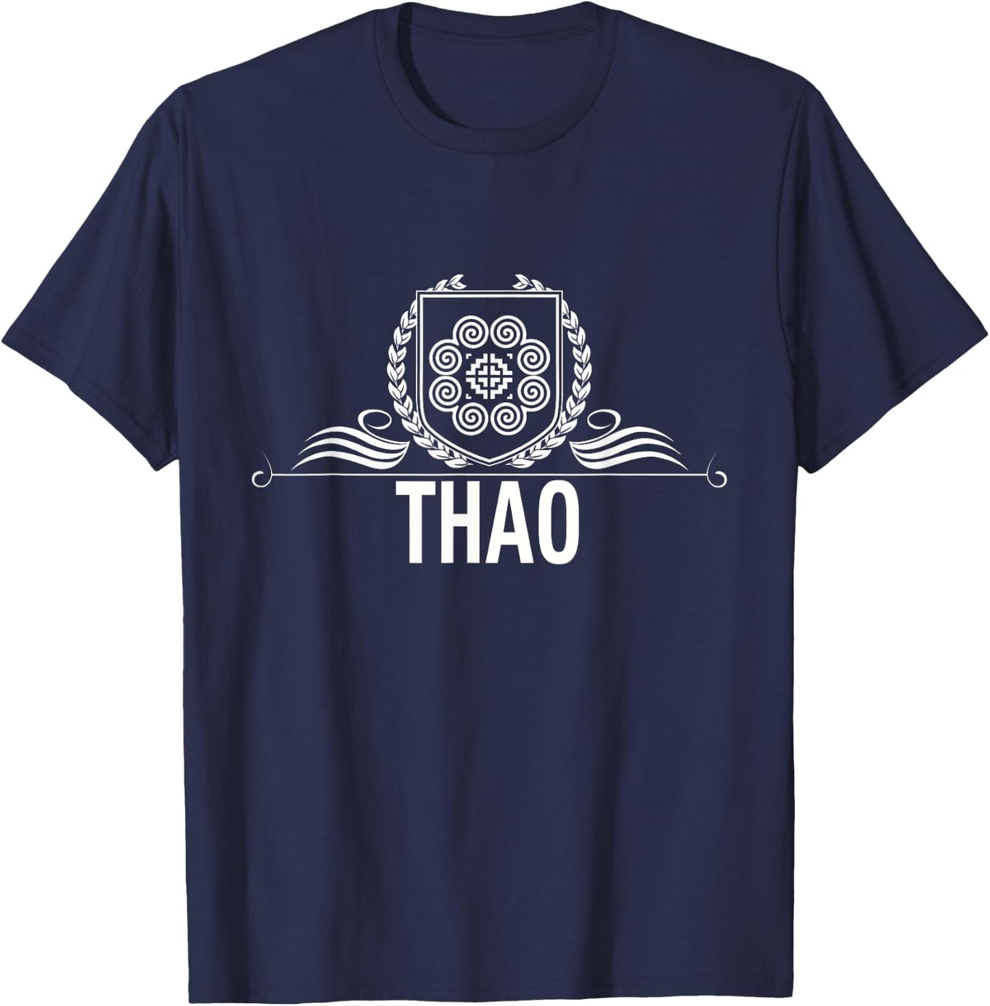 Thao Spiral Family Scroll Hmong Design T-Shirt - T-Shirt | Navy