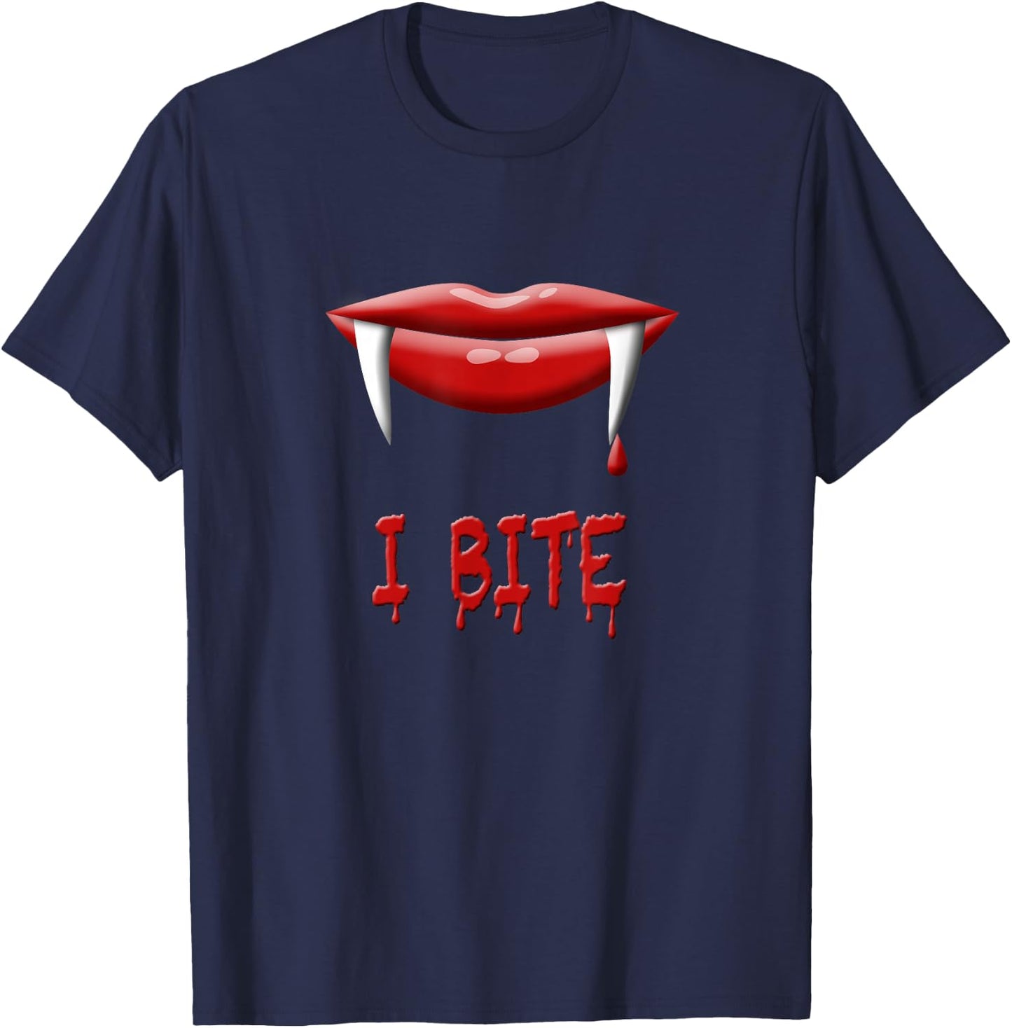 Vampire Halloween Costume - I Bite - Fangs T-Shirt - T-Shirt | Navy