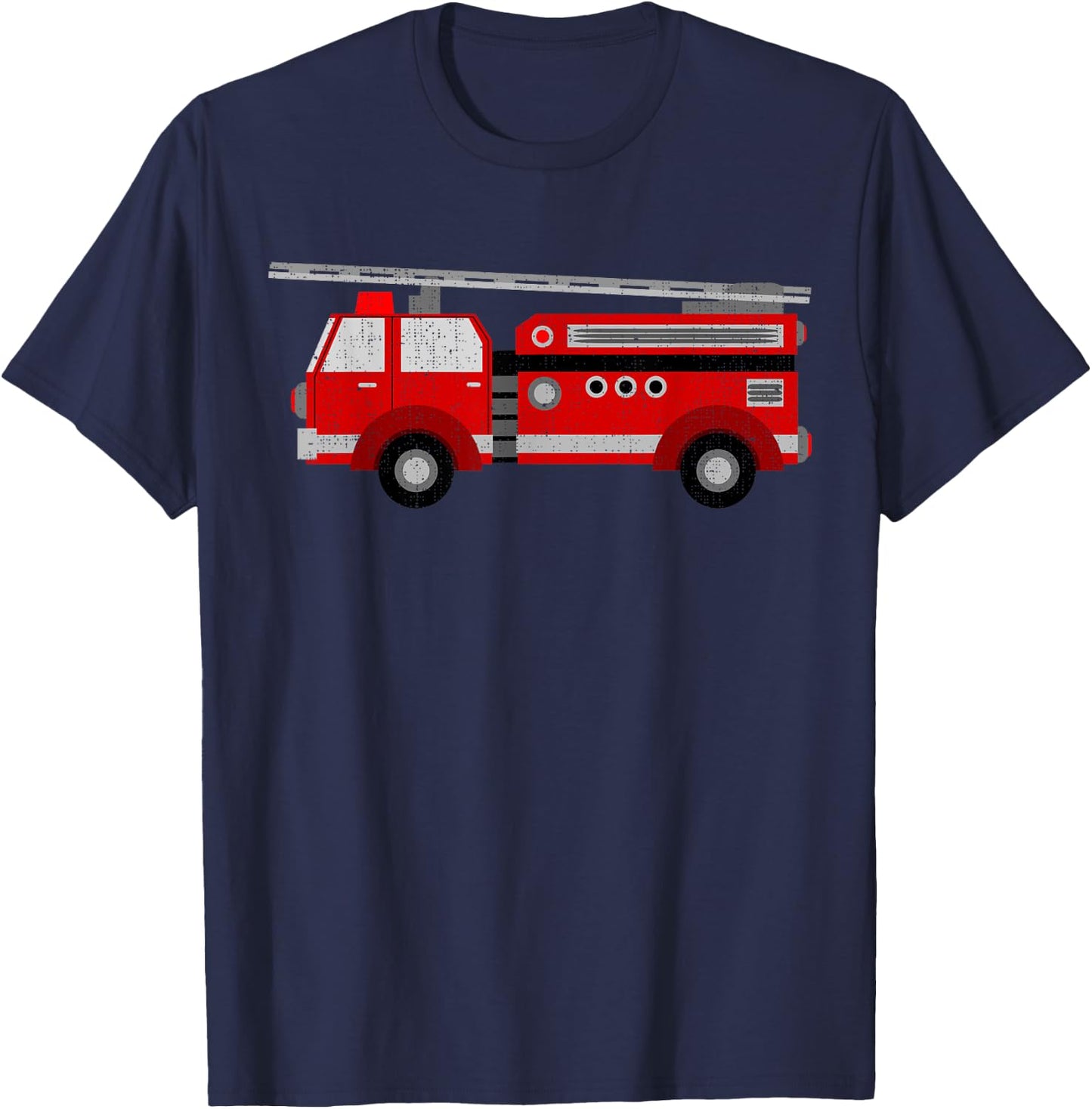 Fire Truck Trucker trailer Ladder kids adults T-Shirt - T-Shirt | Navy