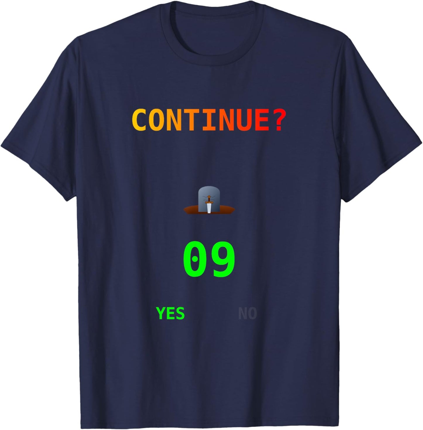 Retro Gamer Continue Countdown Arcade 09 Selection Graphic T-Shirt - T-Shirt | Navy