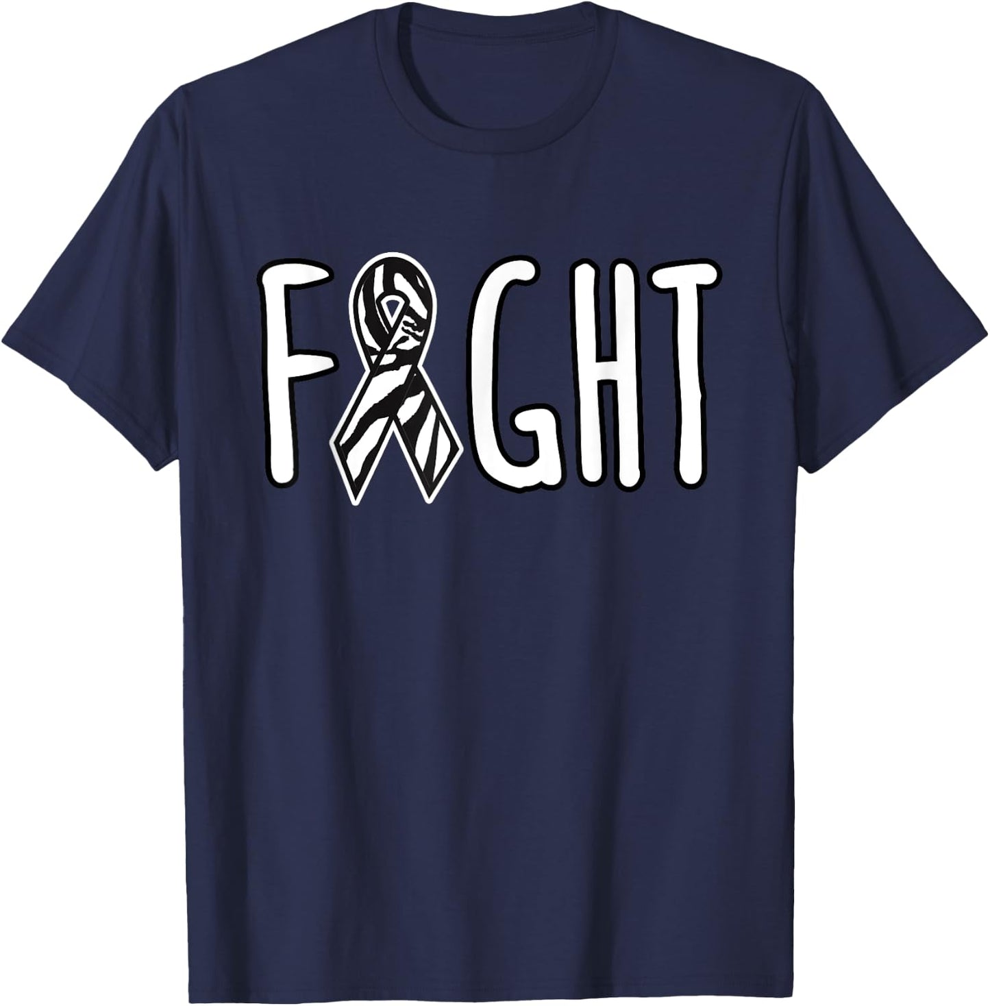 NET Fight Cancer Awareness Zebra Ribbon Walk Group Support T-Shirt - T-Shirt | Navy