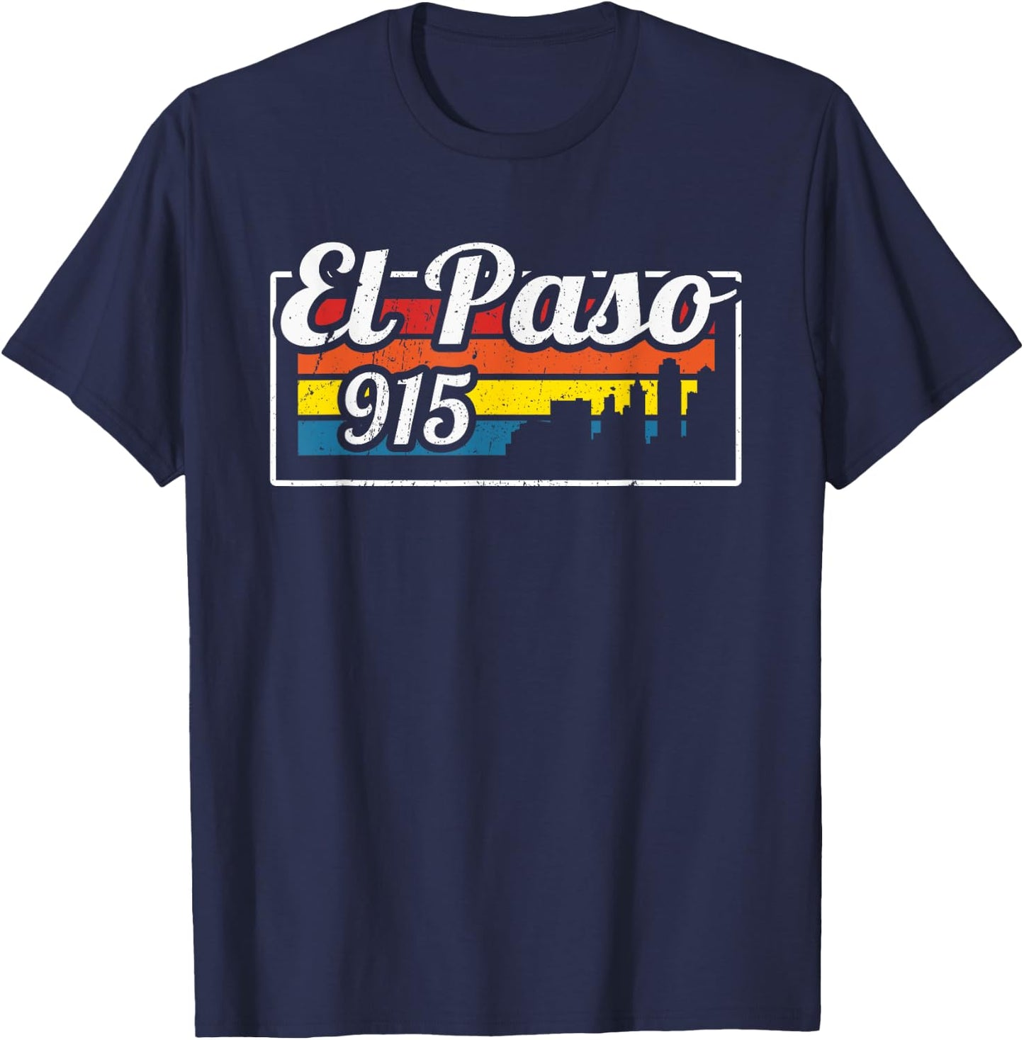 Vintage El Paso City Skyline 915 State Of Texas Retro Gift T-Shirt - T-Shirt | Navy