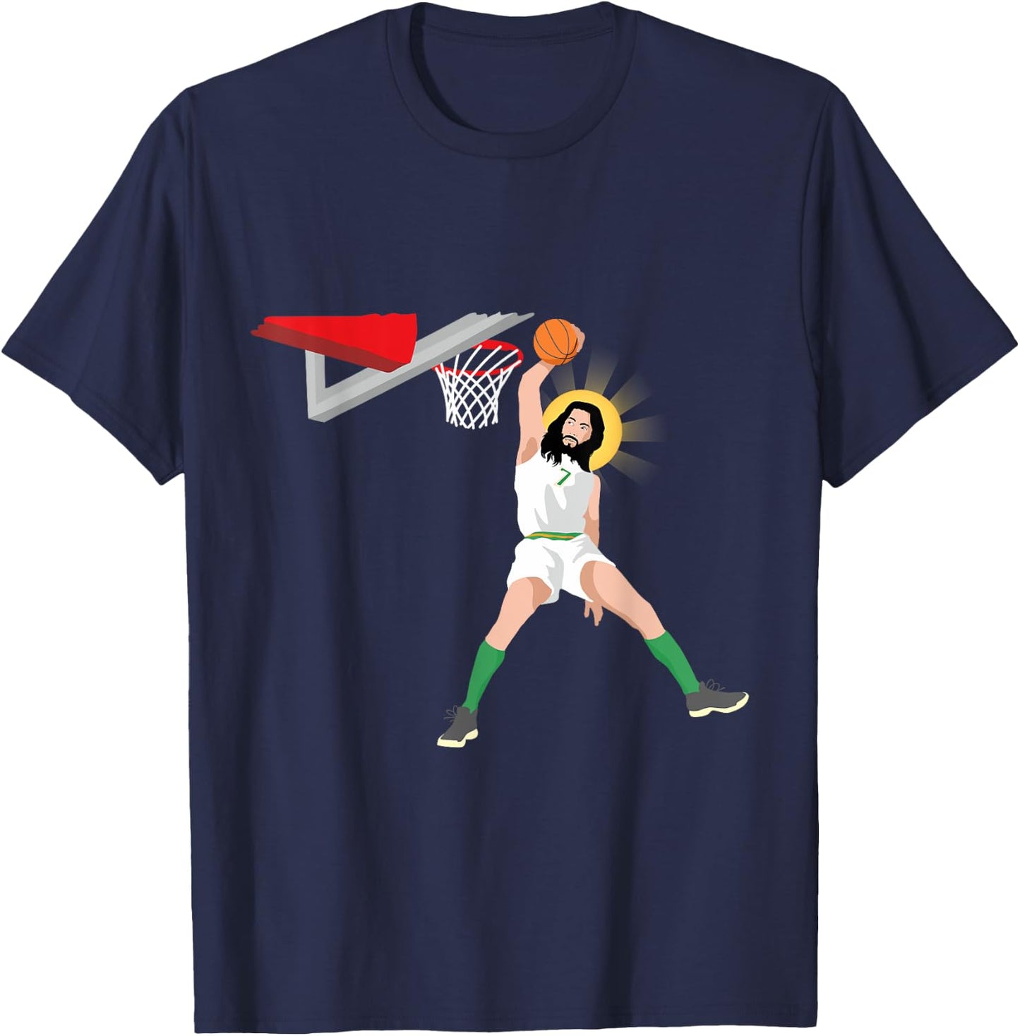 Funny Basketball Jesus Christian Humor Slam Dunk T-Shirt - T-Shirt | Navy