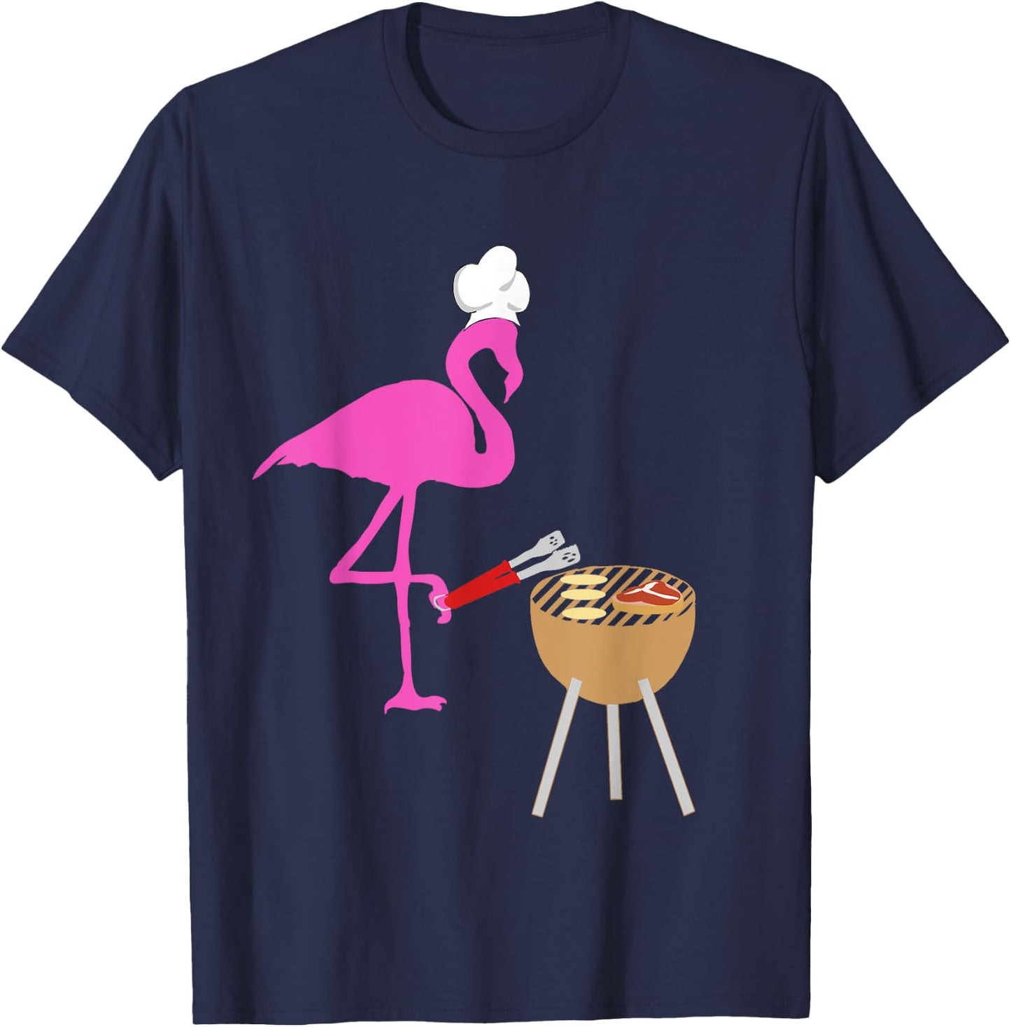 BBQ Flamingo Bird Grilling Cooking Grill Funny Barbecue T-Shirt - T-Shirt | Navy
