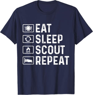 Eat Sleep Scout Repeat Scouts T-Shirt - T-Shirt | Navy