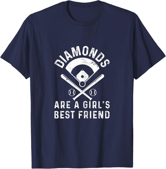 Diamonds are a Girl's Best Friend Baseball T-Shirt - T-Shirt | Navy
