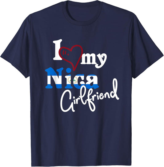 I Love My Nica Girlfriend Diseño Artístico Nicaragua T-Shirt - T-Shirt | Navy