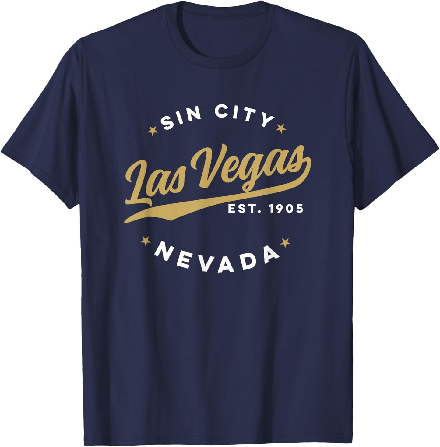 Classic Retro USA City Vintage Las Vegas Sin City Nevada Glam Text T-Shirt - T-Shirt | Navy
