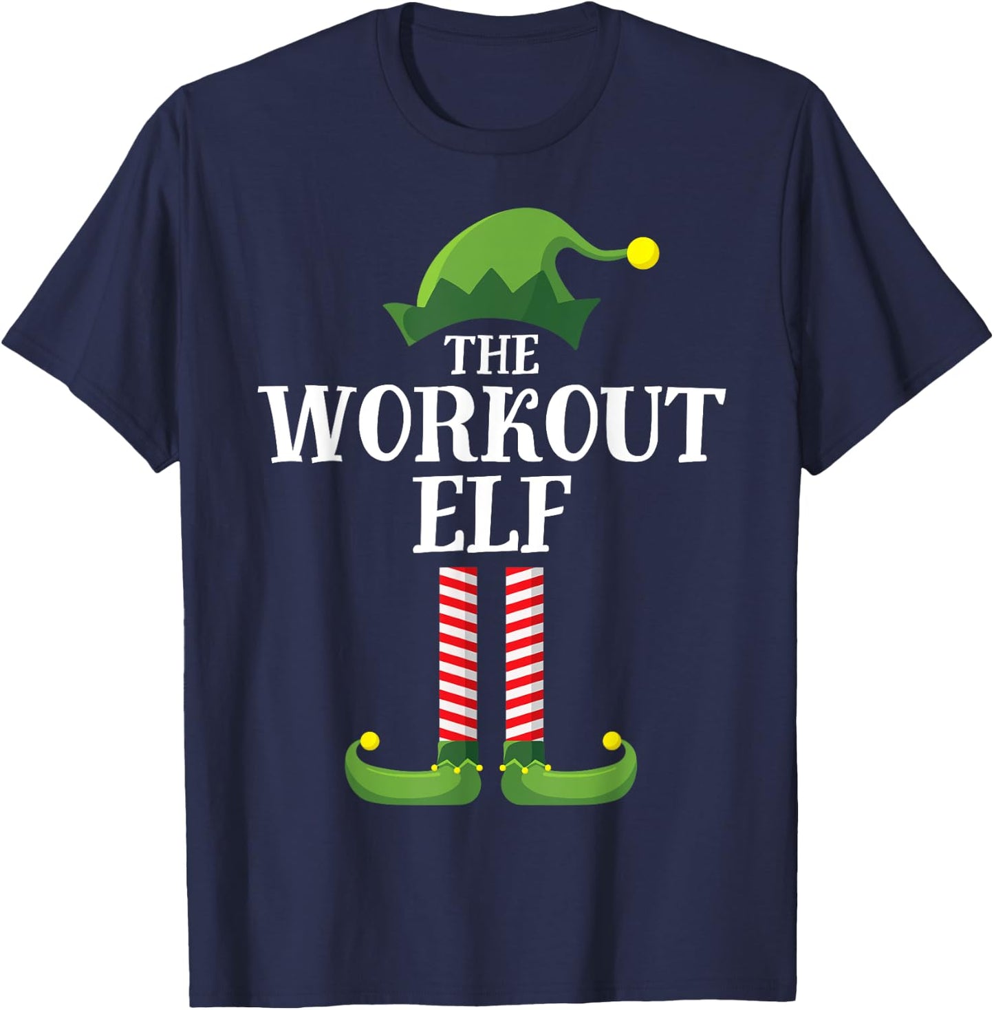 Workout Elf Matching Family Group Christmas Party Pyjamas T-Shirt - T-Shirt | Navy