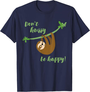 Don't Worry Be Happy - Funny Sloth Shirt Cute T-Shirt - T-Shirt | Navy