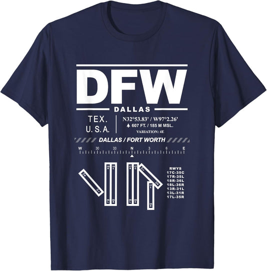 Dallas Fort Worth International Airport Texas DFW T-Shirt - T-Shirt | Navy
