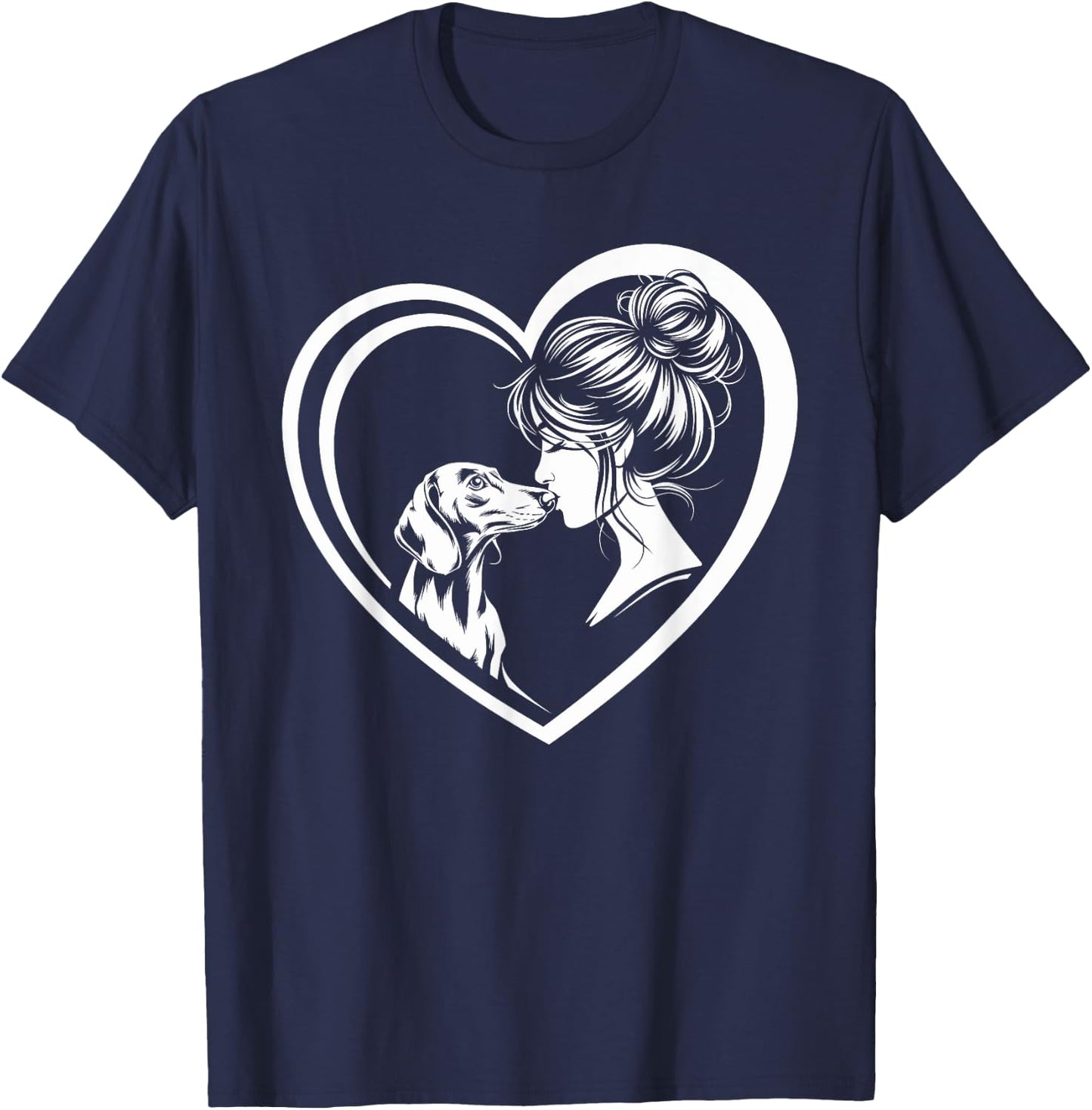 Dachshund Mom Dog Art Valentine's Day Heart T-Shirt - T-Shirt | Navy