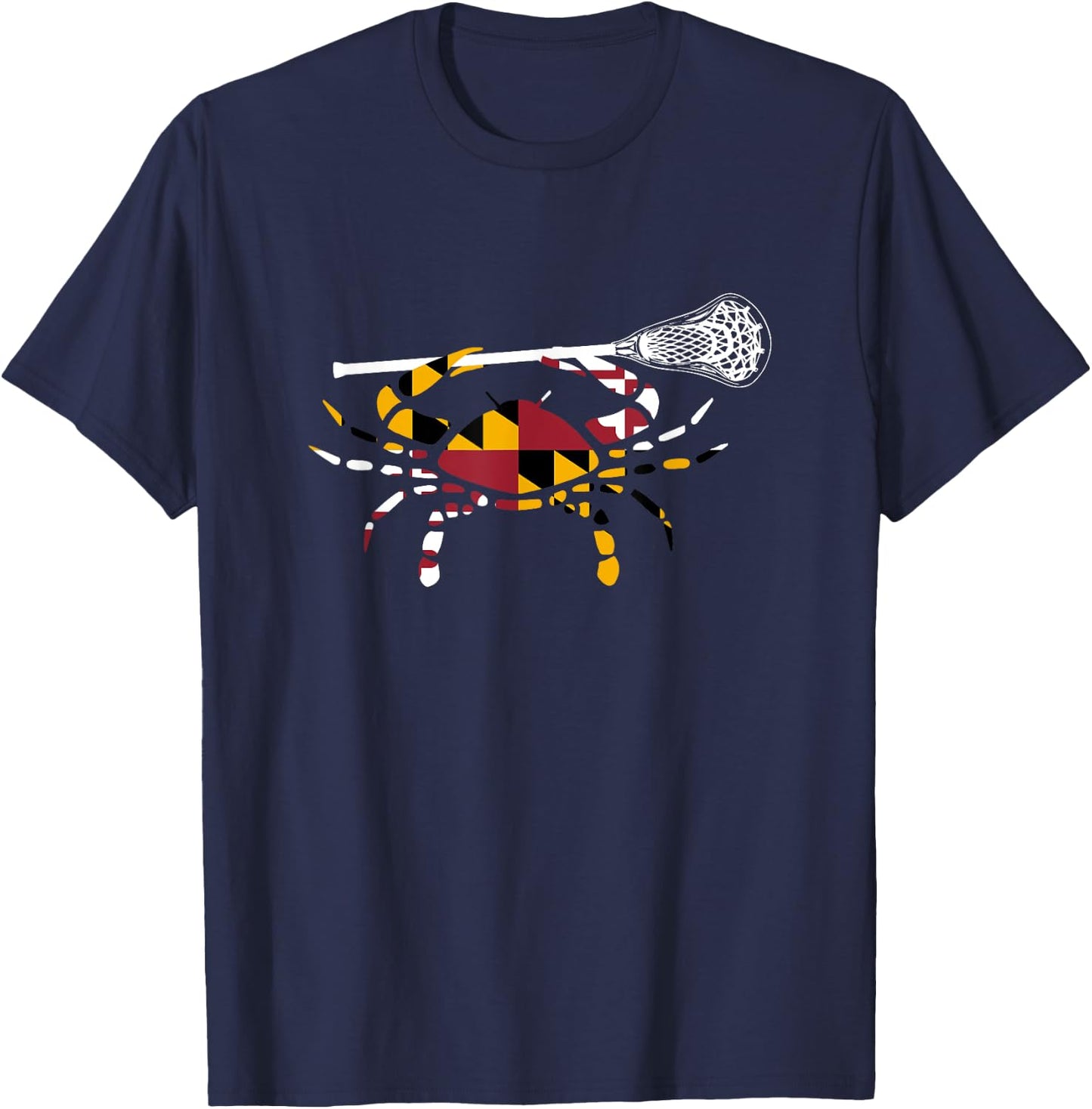 Maryland Crab Holding Lacrosse Stick Boys Girls LAX Shirt T-Shirt - T-Shirt | Navy