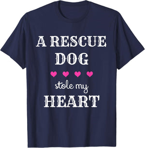 Dog Rescue - A Rescue Dog Stole My Heart Women Girls Kids T-Shirt - T-Shirt | Navy