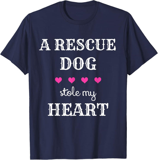 Dog Rescue - A Rescue Dog Stole My Heart Women Girls Kids T-Shirt - T-Shirt | Navy
