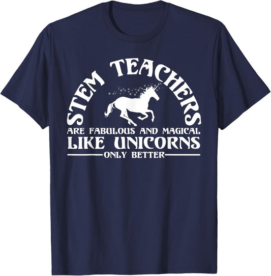 Funny STEM Teacher Appreciation Unicorn Lover T Shirt Women Girls Kids T-Shirt - T-Shirt | Navy