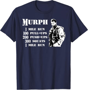 Murph Workout Exercise Challenge Patriotic WOD Gift T-Shirt - T-Shirt | Navy