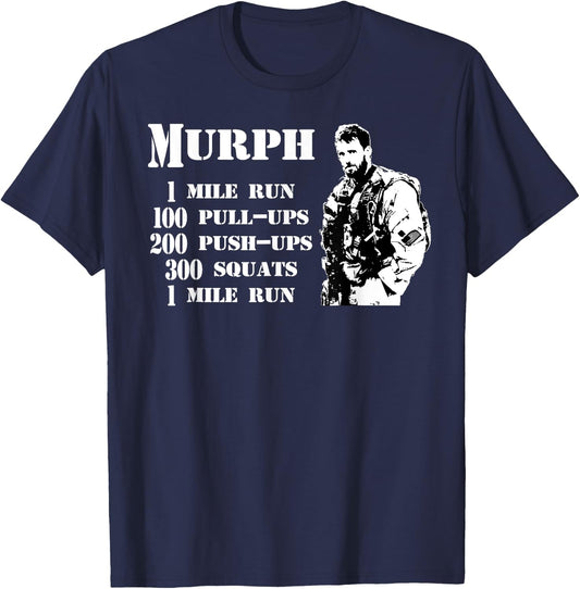Murph Workout Exercise Challenge Patriotic WOD Gift T-Shirt - T-Shirt | Navy