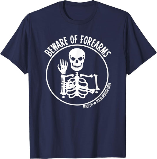 Roller Derby Beware of Forearms Halloween Skeleton T-Shirt - T-Shirt | Navy