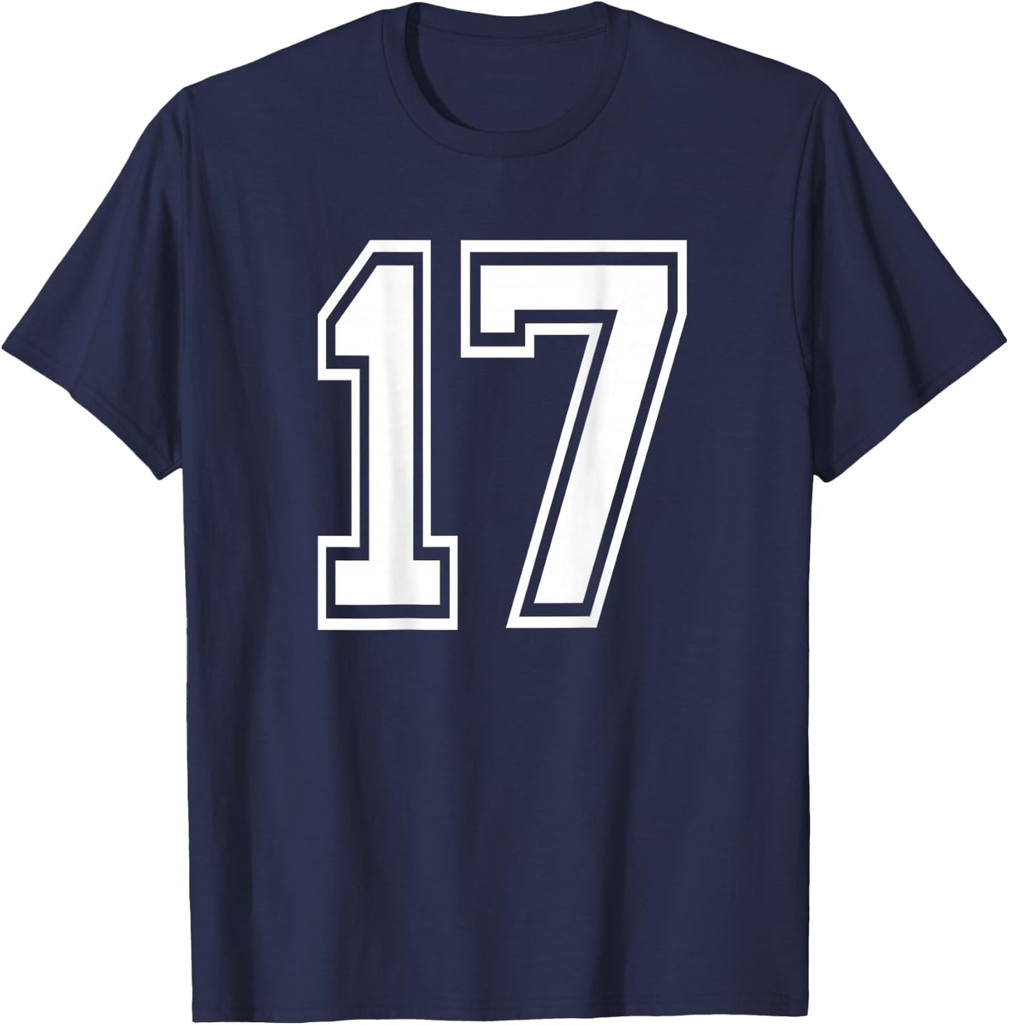 Number 17 Sports Player Number BACK Of Shirt Only T-Shirt - T-Shirt | Navy
