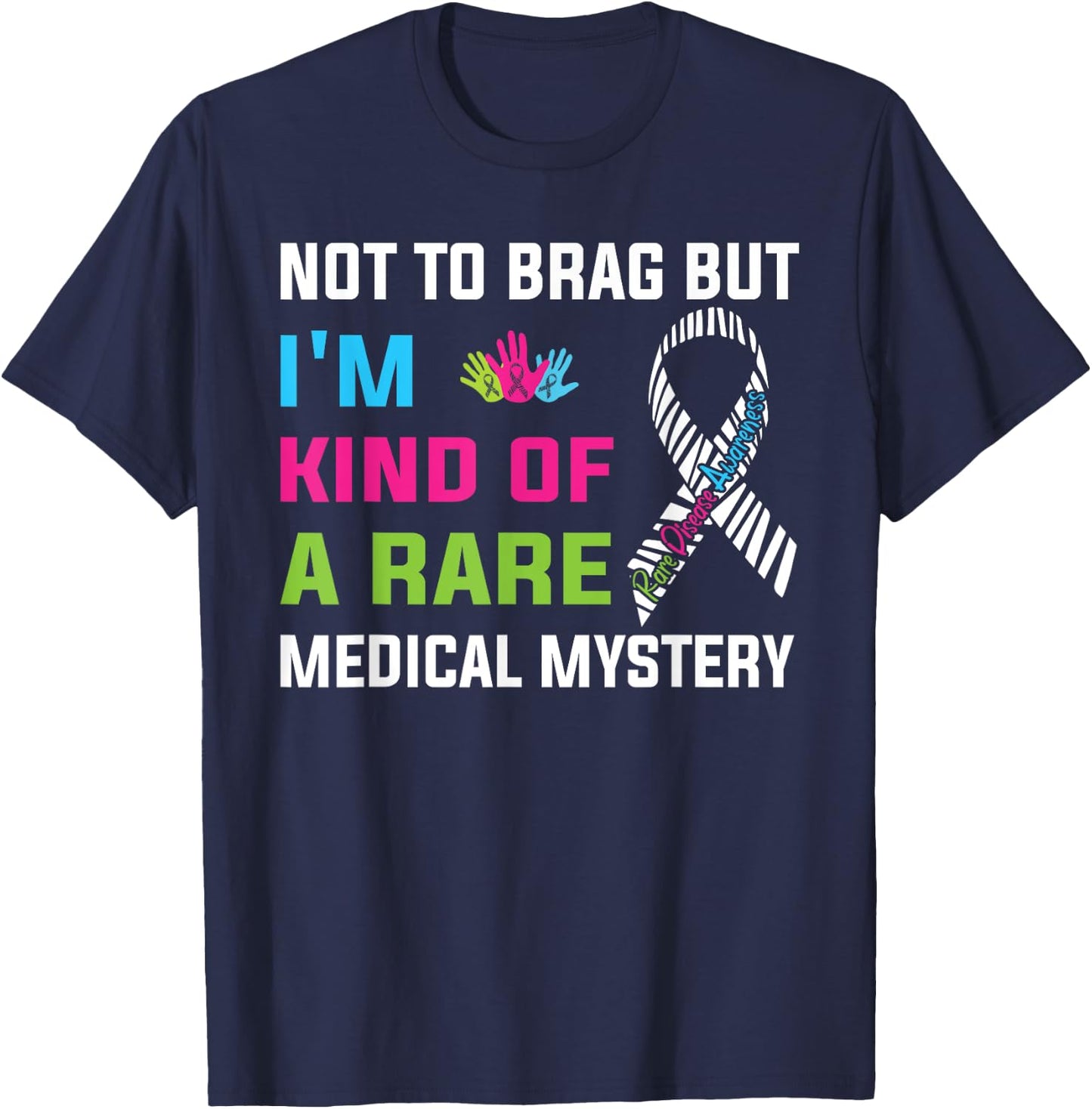 Rare Disease Awareness Day 2025 Rare Genes Zebra Ribbon T-Shirt - T-Shirt | Navy